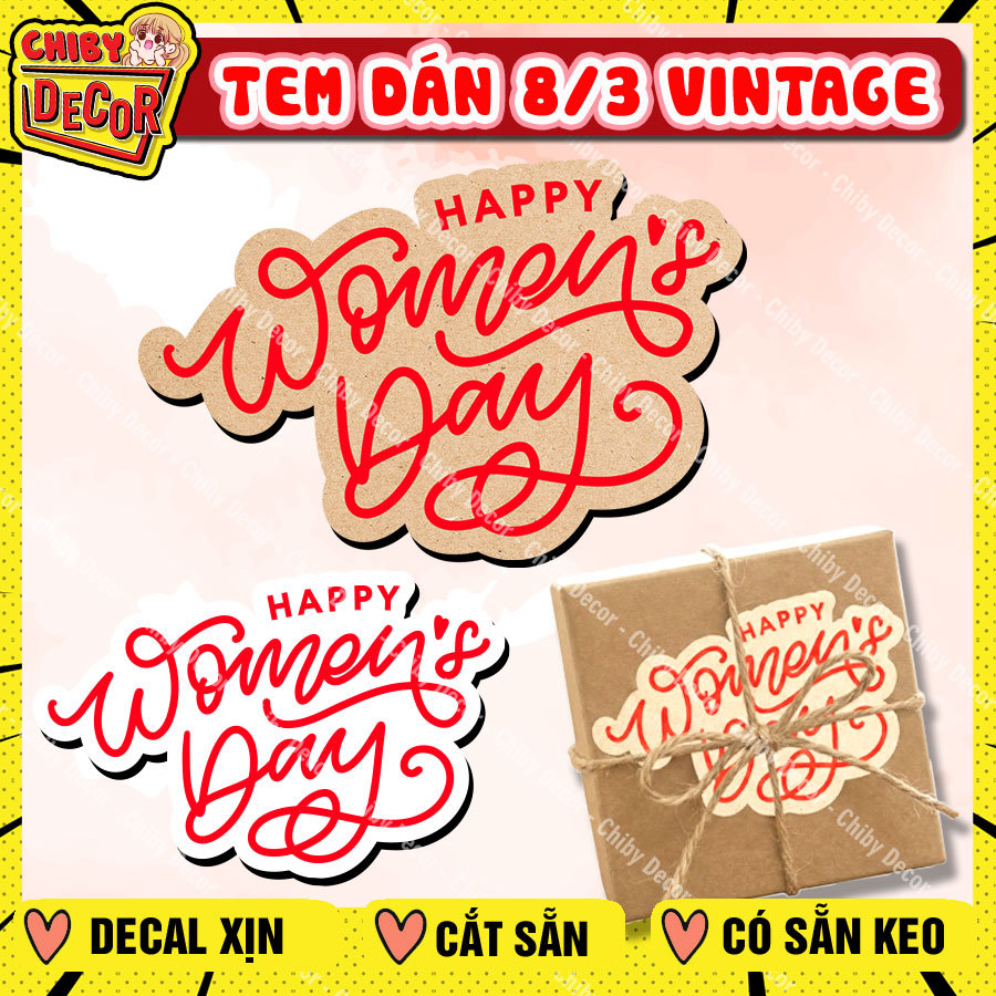 Kraft Label Decal Paper 8/3 Decal Happy Womens Day Happy International Womens Day 8 มีนาคม