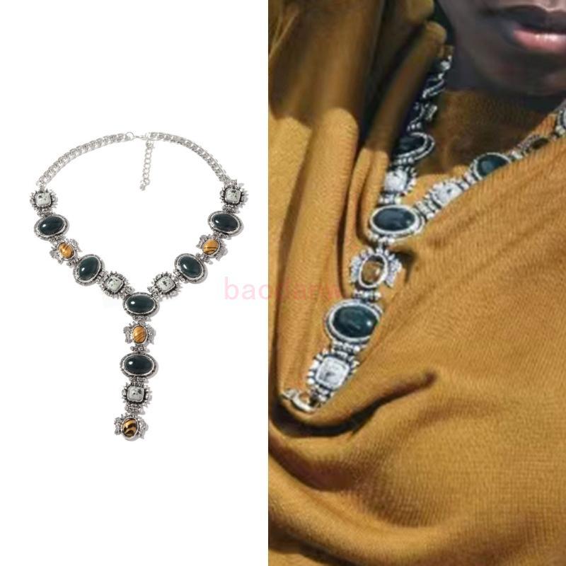 BDW สร้อยคอมีสีสันแบบเรขาคณิต ออกแบบทันสมัยจากหินและโลหะผสม