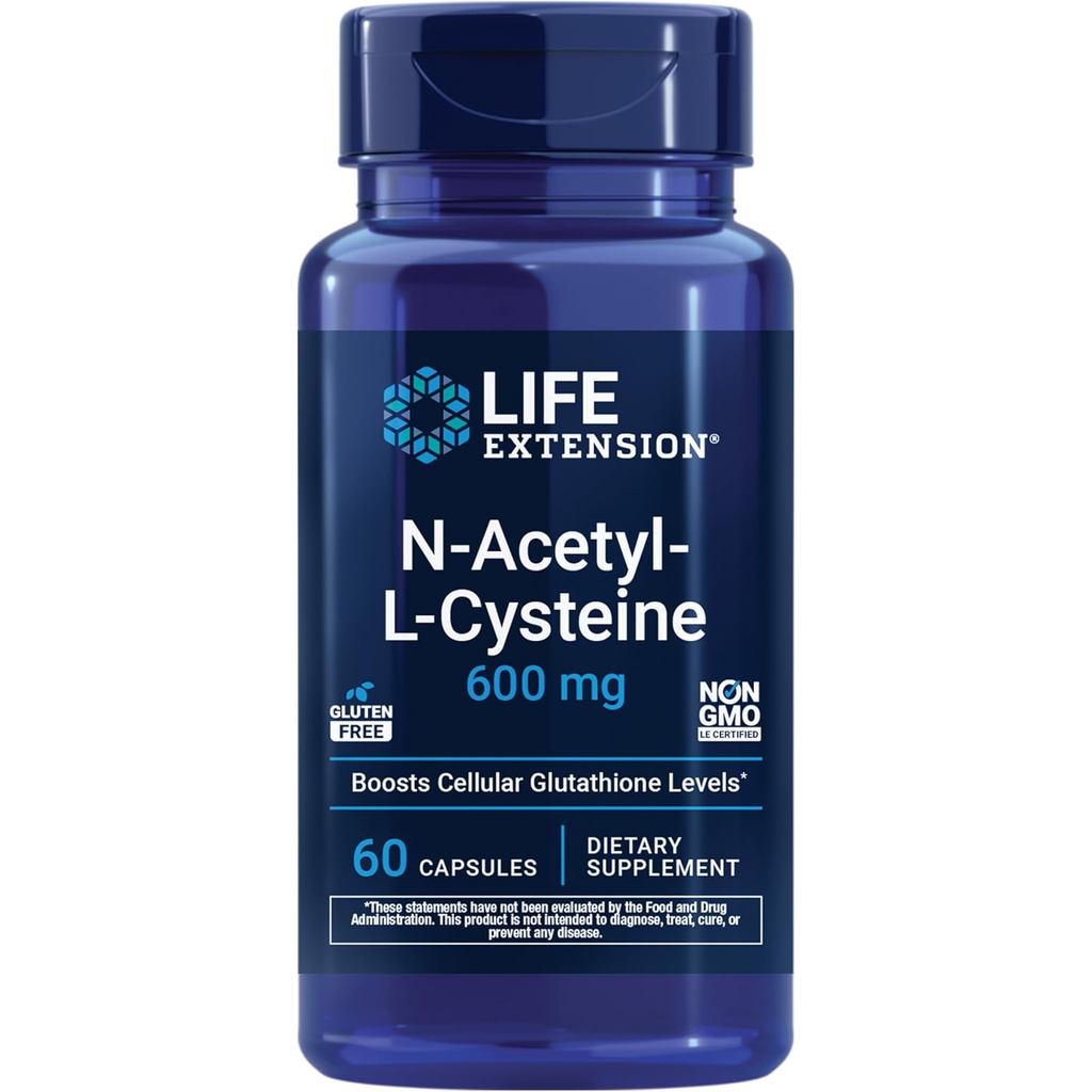 Life Extension N-Acetyl-L-Cysteine (NAC), Immune, Respiratory, Liver Health, NAC 600 mg, รองรับสารต้