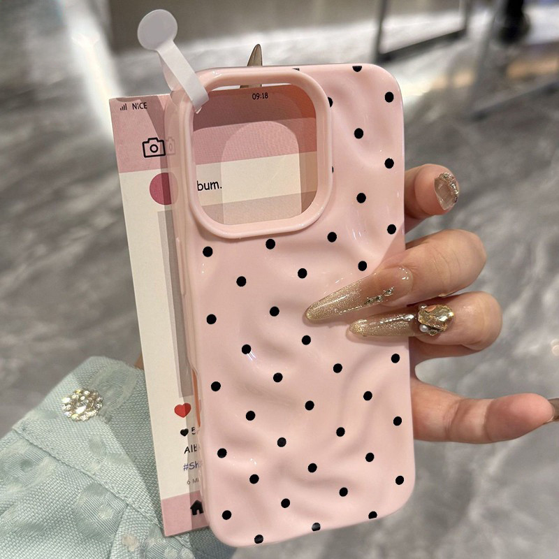 เคสโทรศัพท์สำหรับ iPhone 13 11 15 16 14 12 Pro Max 7Plus 7 16 15 8 14 Plus X XR XS Max เรียบง่าย ทันสมัย ​​ลายจุด คลื่น