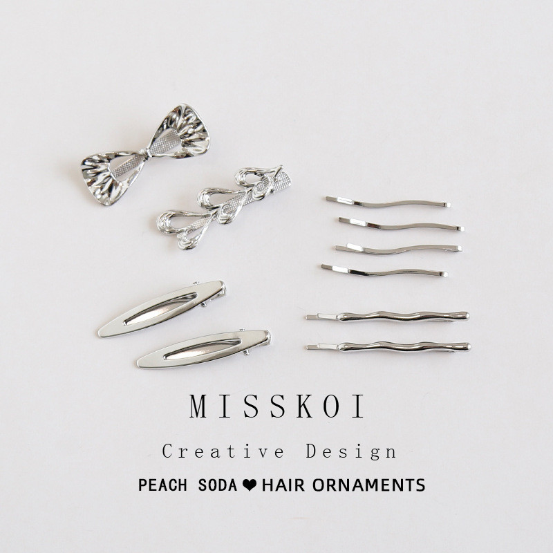 MISSKOI Silver Wave กิ๊บติดผมขนาดเล็ก ดีไซน์เฉพาะตัวสำหรับ Love Bangs และทรงผมแบบ Duckbill