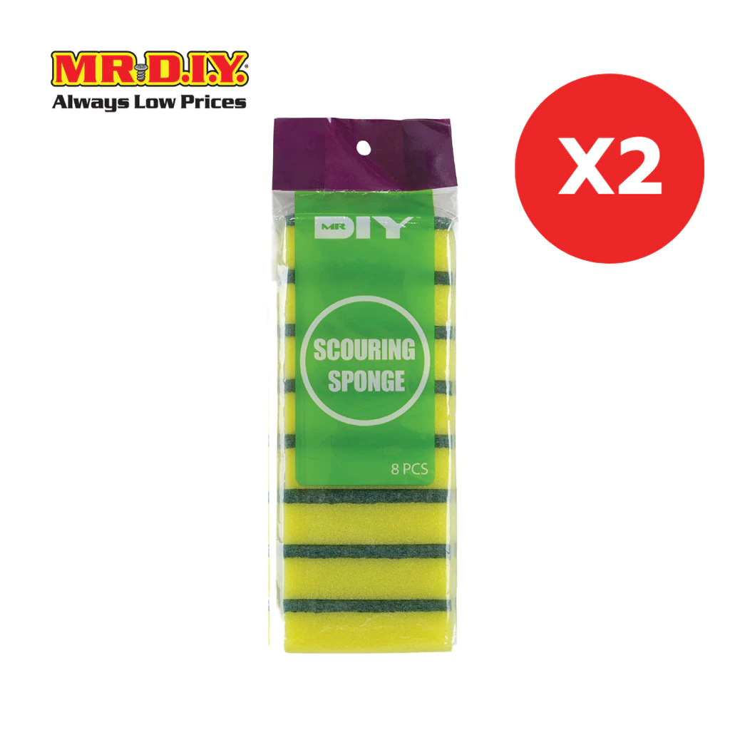 [2 แพ็ก] MR.D.I.Y. ฟองน้ำพร้อมใยขัดสำหรับล้างจาน (8 ชิ้น/แพ็ก)_8975459