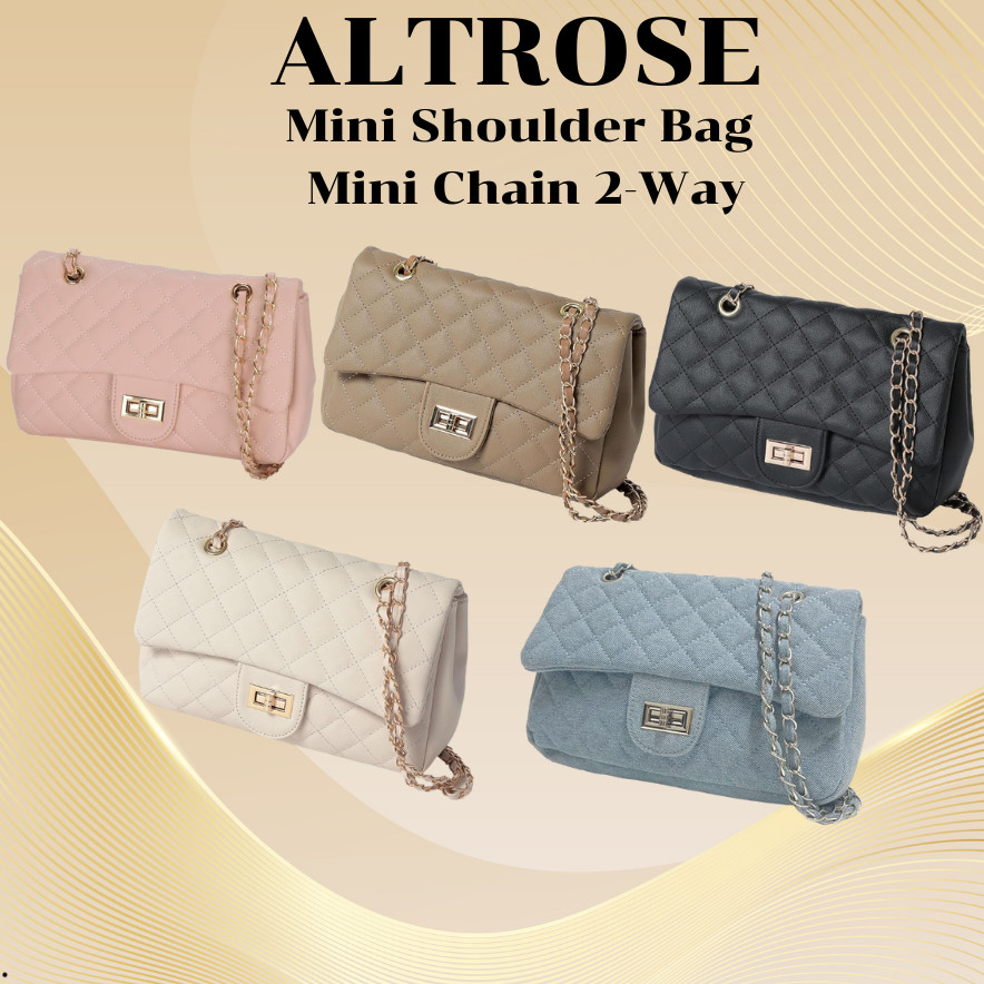 ALTROSE Quilted Chain 2WAY Mini Shoulder Bag Crossbody Lightweight PU Leather Women Handbag