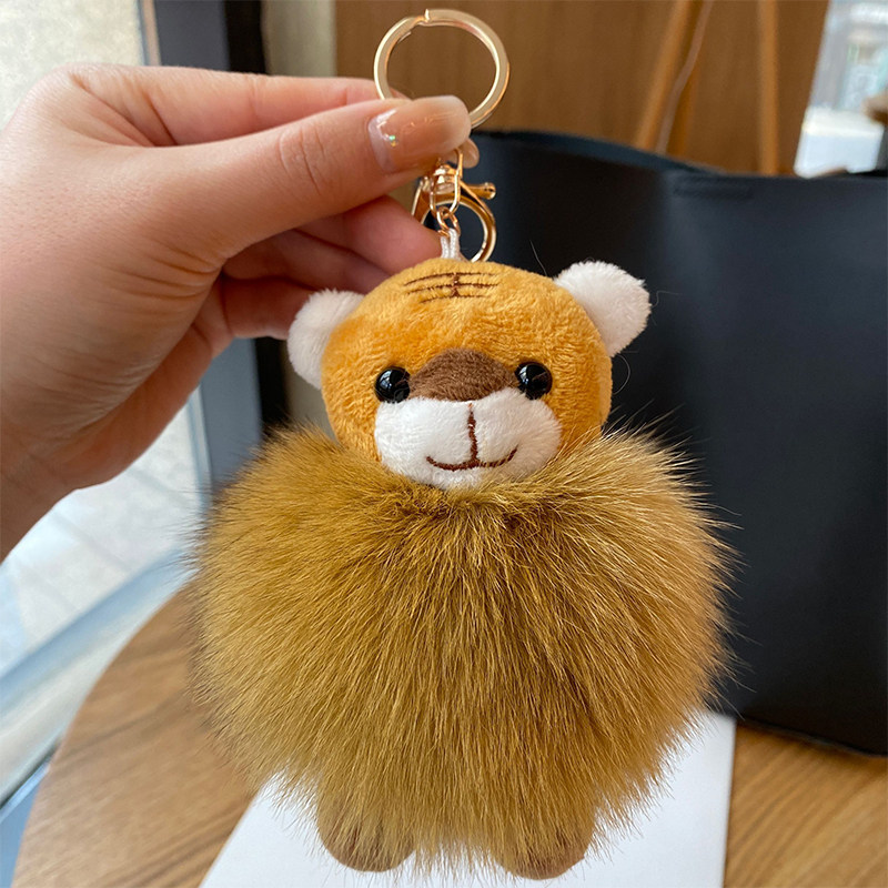 พวงกุญแจ tanuki พวงกุญแจดาว พวงกุญแจรถตุ๊กตาเสือขนสุนัขจิ้งจอกแท้