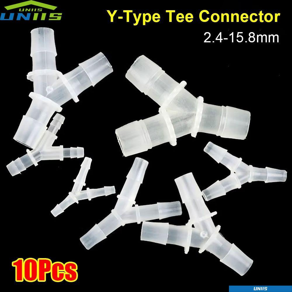 UNIIS 10 ชิ้น Y-Type Tee Connector, PP PE Soft 3 Way Connector, ทนทาน 2.4-2.8 มม.ท่อพลาสติกอุปกรณ์สํ