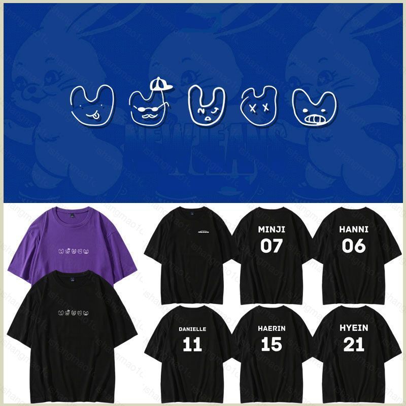 XS1 NJZ MINJI HANNI DANIELLE tee เสื้อยืดแขนสั้นสไตล์วันเกิดกราฟฟิตีการ์ตูน XS1