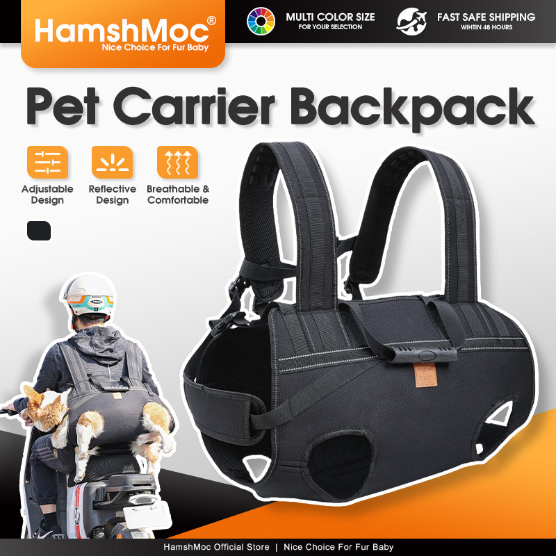 HamshMoc Dog Assistance Carrier กระเป๋าสะพายข้างดีไซน์สะท้อนแสงเปิดสําหรับสัตว์เลี้ยงผู้สูงอายุพิการกลางแจ้ง