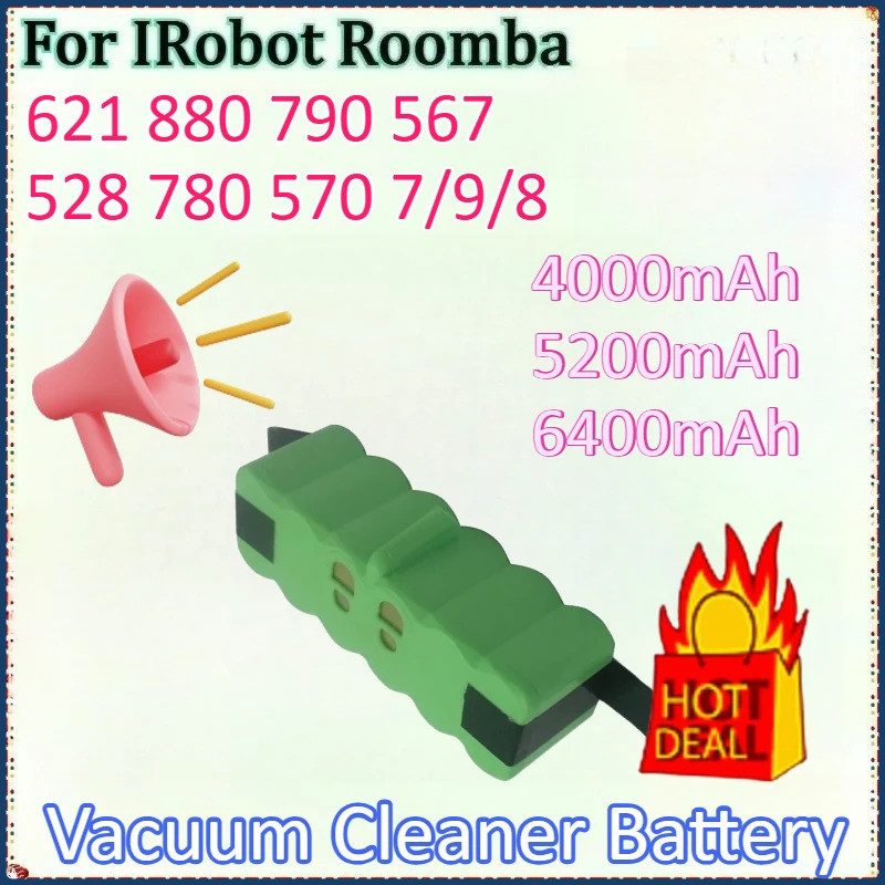 ใหม่ 14.8V 6400MAhสําหรับIRobot Roomba 621 880 790 567 528 780 570 7/9/8 Seriesแบตเตอรี่อุปกรณ์เสริม