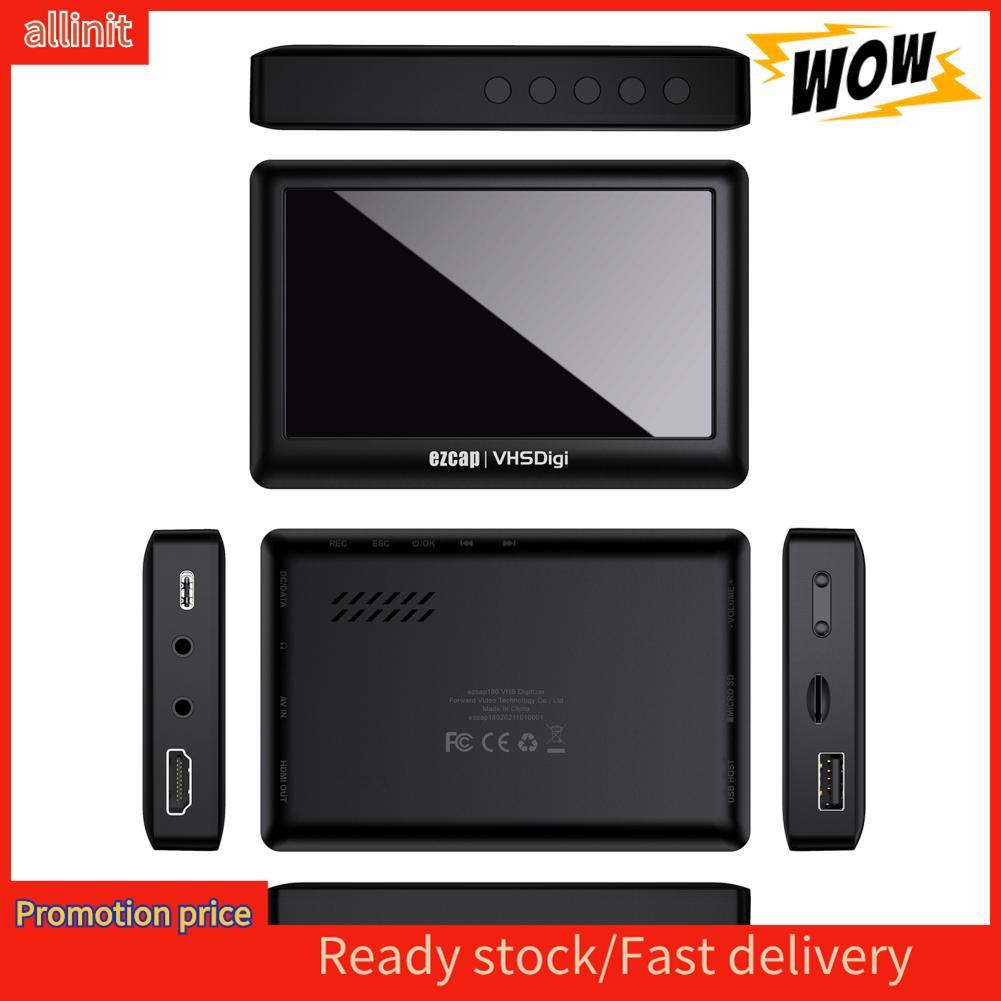 Allinit Allinit Ezcap180 เครื่องบันทึก AV วิดีโอกล่องจับภาพเสียงตัวแปลงอนาล็อกเป็นดิจิตอลบันทึกจากกล