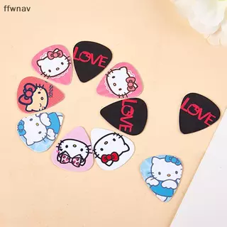 Ffwnav กีตาร์อะคูสติก5ชิ้น Kawaii Sanrio ปิ๊กกีต้าร์ Hello Kitty ไฟฟ้าเรียบเบสอะคูสติกเครื่องมือเลือกของขวัญ
