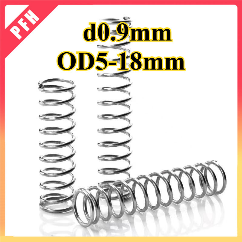 304สแตนเลส  (d0.9mm * OD5-18mm )สปริงกด สปริงดันทั่วไป แรงกดที่แข็งแกร่ง สปริงตำแหน่งกลับ ชุบกันสนิมอย่างดี /Punch Press Spring Strong Pressure Return Position Spring Press Spring(ZH-PFH1)