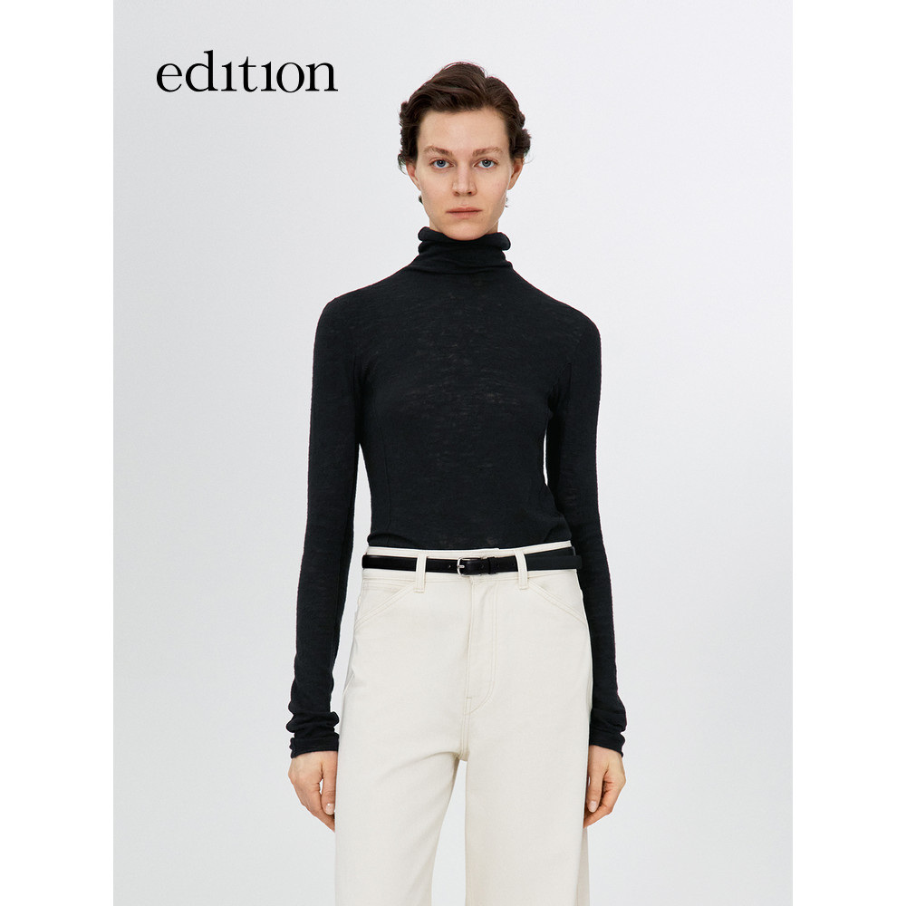 [Elite ตู้เสื้อผ้า Series] edition เสื้อกันหนาวผู้หญิงเสื้อกันหนาวคอเต่าขนสัตว์สไตล์ใหม่ EBE4SWT018