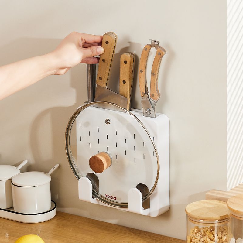 New Product#[Drainage and hygiene]Wall-mounted kitchen knife rack, cutting board, pot lid storage ra