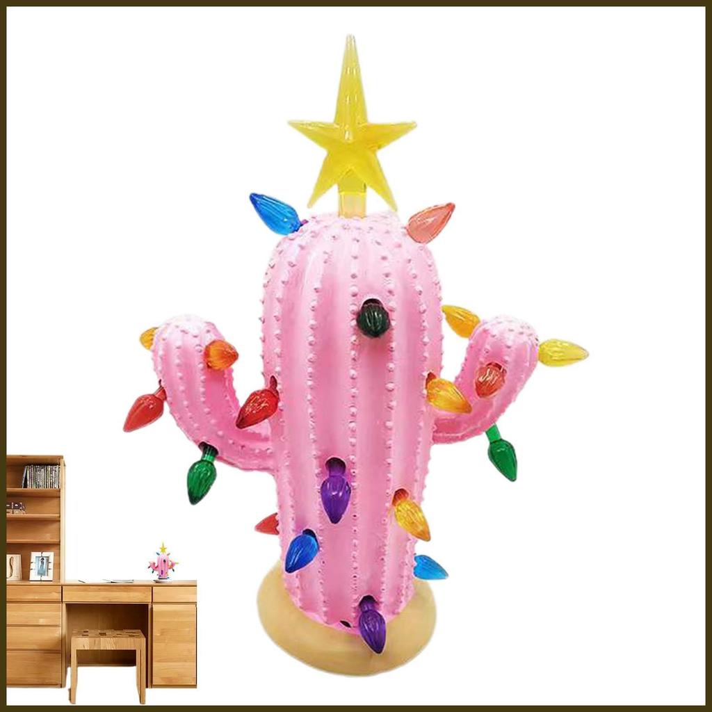 โคมไฟกระบองเพชรสําหรับห้องนอนเรซิ่นกระบองเพชรโคมไฟตกแต่งสําหรับตกแต่งคริสต์มาสในร่ม Home Party ตู้โต