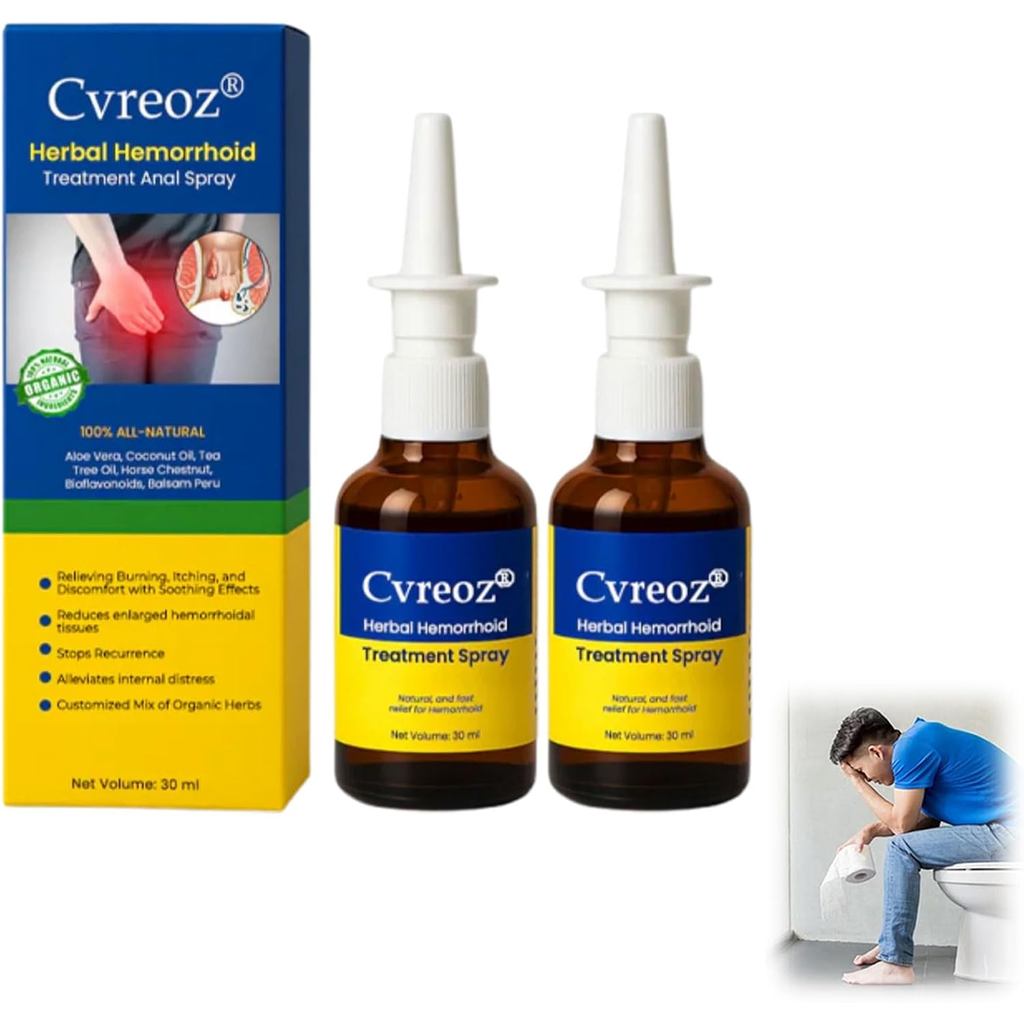 CVREoz Herbal Hemorrhoid Treatment Anal Spray, Cvreoz Fast-Acting Herbal Hemorrhoid Spray, Fast Reli