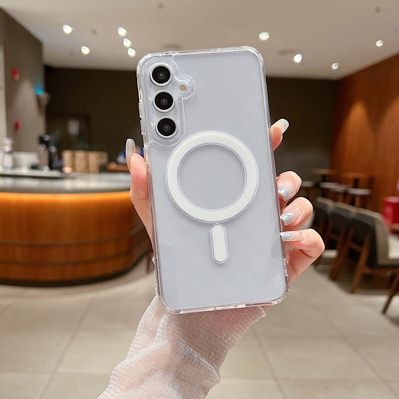 เคส samsung a55 5g เคส samsung a05s เหมาะสําหรับ Samsung A55 เคสโทรศัพท์แม่เหล็ก GalaxyA35 โปร่งใส A