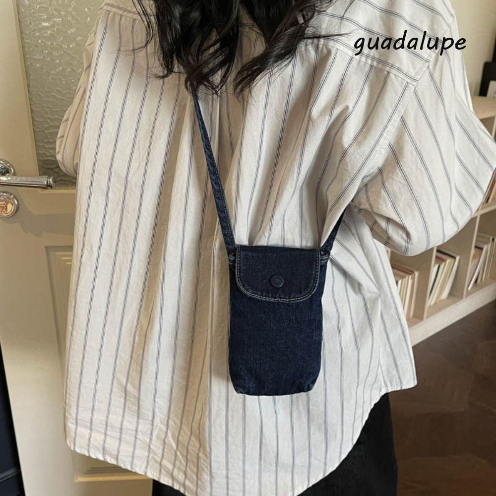 GUADALUPE1 Denim Crossbody Bag, Y2K Street Style Canvas Bag, Portable Large Capacity Solid Color Han