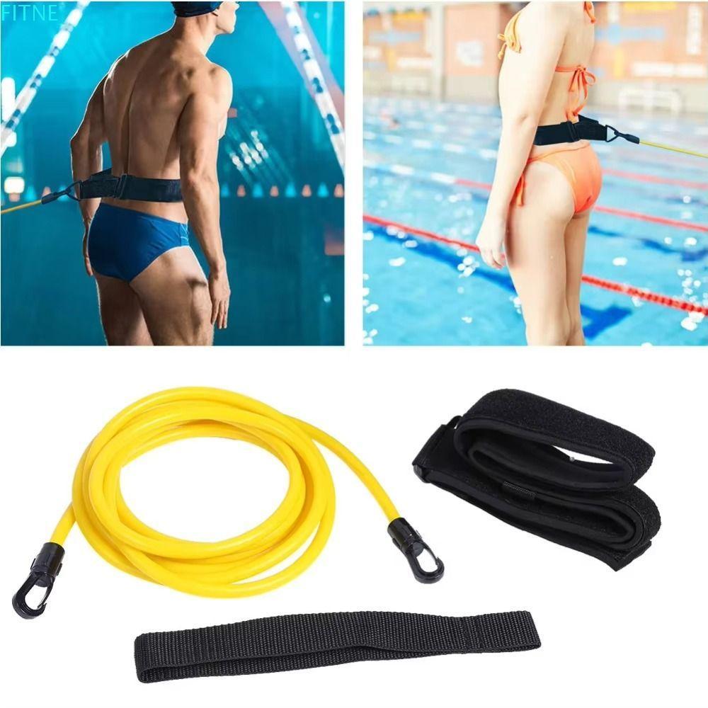 เข็มขัดต้านทานสำหรับว่ายน้ํา FITNE, Bungee Exerciser ท่อยางยืดหยุ่น ขนาด 4M ใช้งานสะดวกในการออกกำลังกาย