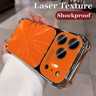 หรูหราเลเซอร์เนื้อเคสโทรศัพท์สําหรับ ไอโฟน 13 14 15 16 17 มือโปร สูงสุด ปลอกอ่อนถุงลมนิรภัยสี่มุมฝาครอบกันกระแทก