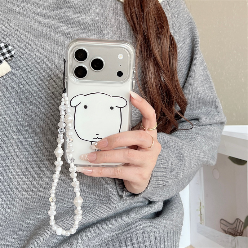 สําหรับiPhone 17 15 13 14 16 pro MaxกรณีIns Niche Simpleสนุกหัวใหญ่สร้อยข้อมือลูกสุนัข17Promax iPhon