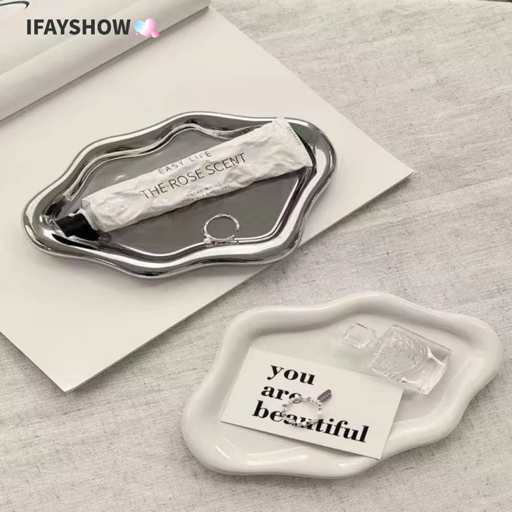 IFAYSHOW ถาดเครื่องประดับ, แผ่นเก็บของขนาดเล็กรูปทรงเมฆ, แผ่นแสดงเครื่องประดับพลาสติก Ins นาฬิกา/กุญแจจัดเก็บ