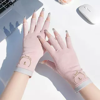 [QIMO] 1 คู่ Anti UV ถุงมือเล็บ UV เจลโล่ถุงมือ Fingerless ทําเล็บมือเล็บเครื่องมือ LED โคมไฟเครื่องเป่ารังสีมือ null