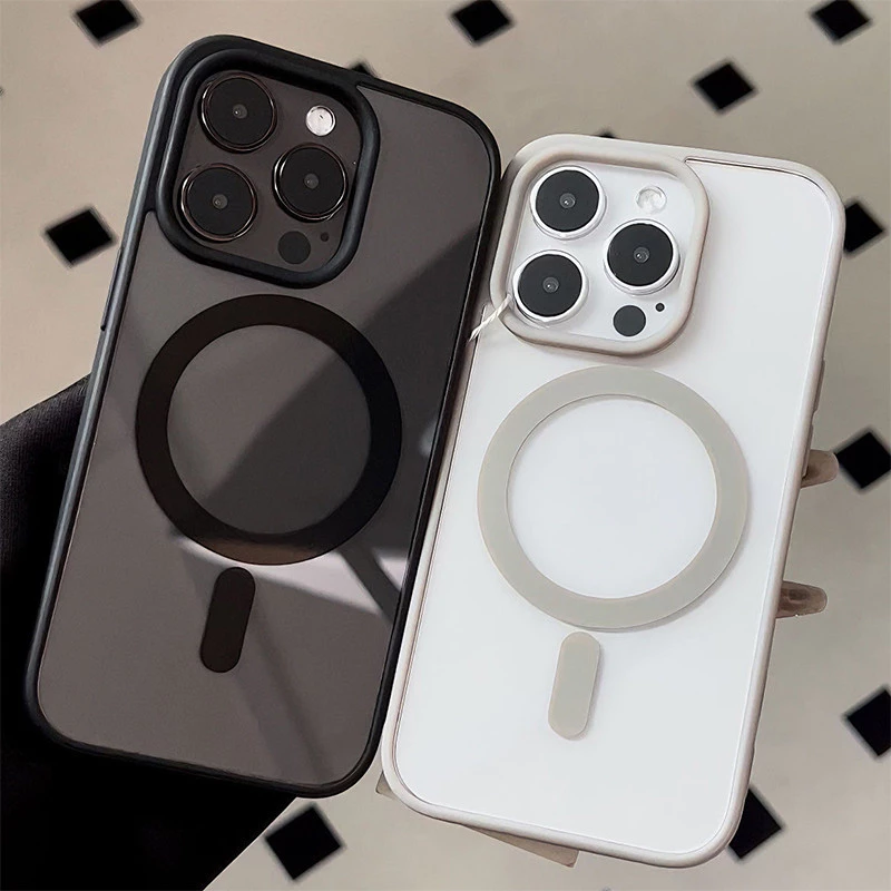 เคสโทรศัพท์แม่เหล็กแบบเรียบง่าย ใช้ได้กับ iPhone 13Pro/11/12ProMax/14/15/16Plus ดีไซน์แม่เหล็กคุณภาพสูงช่วยปกป้องเลนส์