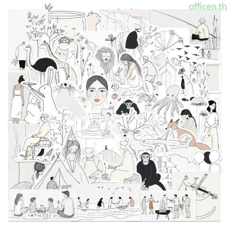 Cen 50 ชิ้น Line Art สติกเกอร์ Scrapbooking สติกเกอร์ตกแต่งสําหรับขวดน้ํากีตาร์