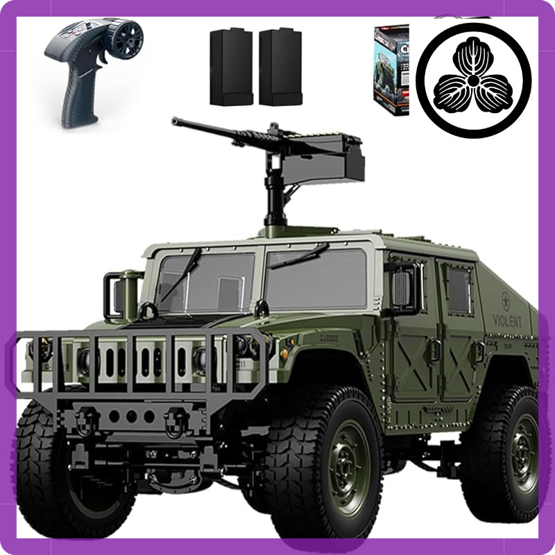 ZAVEN Large RC Off-Road Military Car - 34cm Remote Control Vehicle with LED Lights, 2.4GHz 4WD, Rech