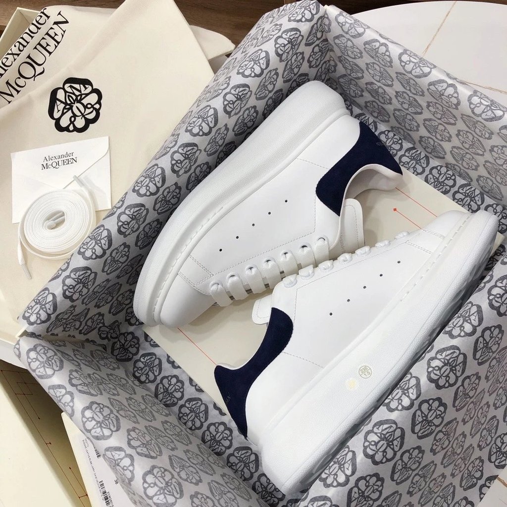 Alexander McQueen รองเท้าสีขาวความสูงแพลตฟอร์มแพลตฟอร์มรองเท้า McQueen รองเท้าเพิ่มความสูง McQueen ร