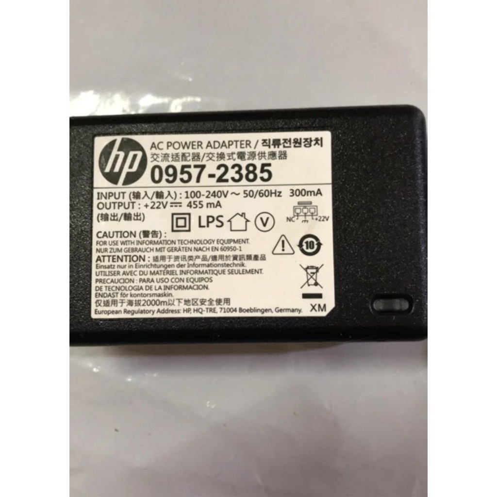 แท้ 0957-2385 AC Adapter for HP 1518 1510 1010 Printer 22V 455mA Charger