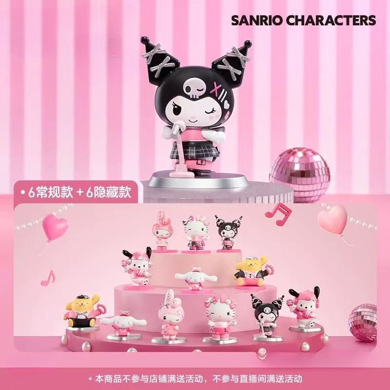 SANRIO CHARACTERSPINK PARTY Series เครื่องประดับโมเดลน่ารัก ของเล่นของขวัญวันเกิดเด็กผู้หญิง