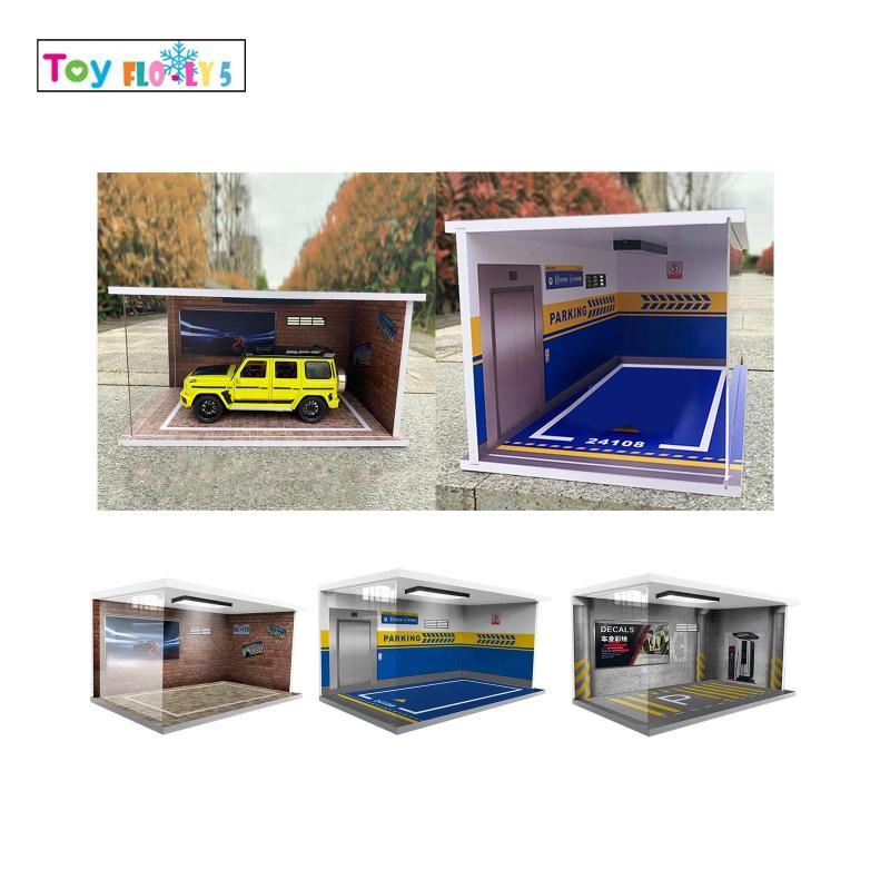 [Flurishroly5] 1/18 Garage Diecast Display Case ของเล่นฉากรถยนต์พร้อมไฟ 15.75 X 9.45 X 7.87