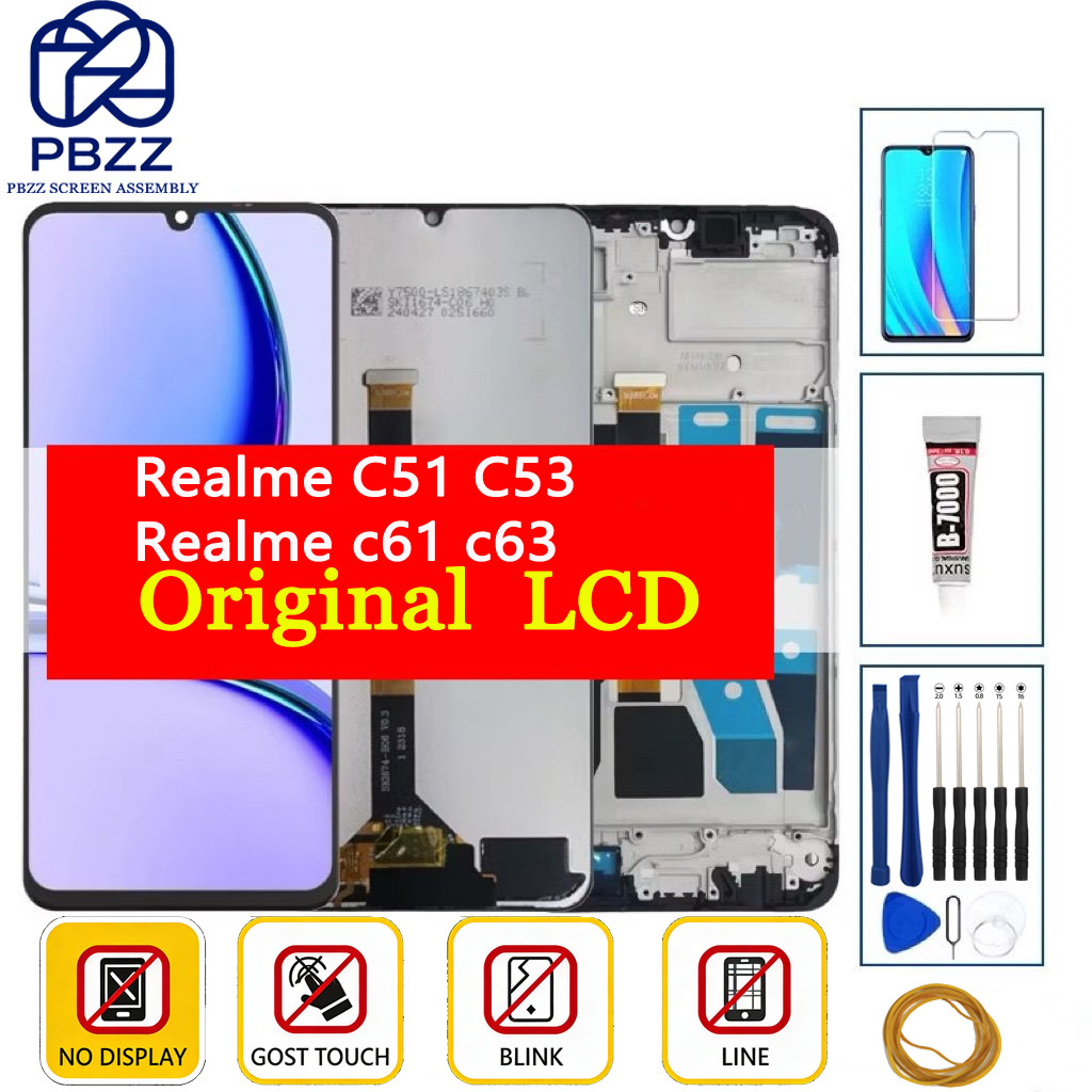 PBZZ จอแสดงผล LCD ชุดเปลี่ยนหน้าจอสําหรับ Realme c51 c53 c61 c63 Realme หมายเหตุ 50 60 LCD สําหรับ P
