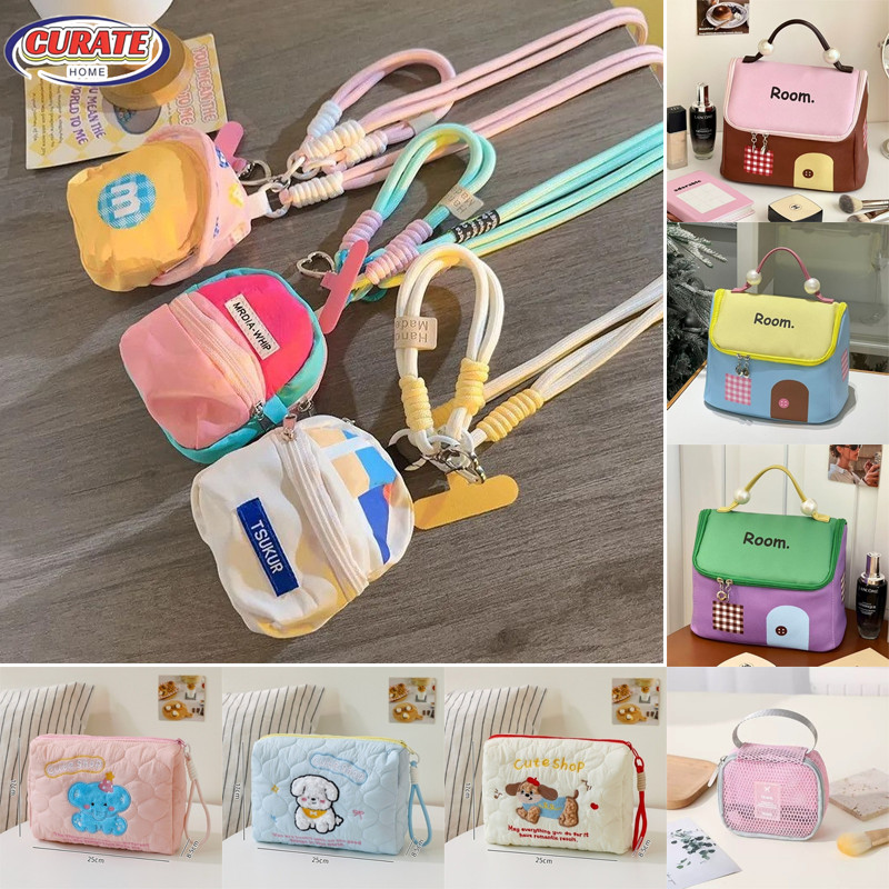 กระเป๋าสีเหลืองสไตล์อินส สายสะพายข้างยาว กระเป๋าใส่เหรียญดีไซน์เก๋ เครื่องประดับแขวน โทรศัพท์มือถือส