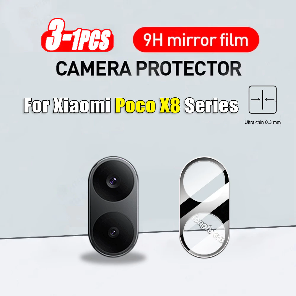 1-3 ชิ้นกล้องฟิล์มกระจกนิรภัยสําหรับ Xiaomi Poco X8 X7 X6 Pro Max 5G PocoX8 ProMax X8Pro 3D แบบบูรณาการกล้องเลนส์ Protector Full Coverage ป้องกันฟิล์มแก้วเลนส์