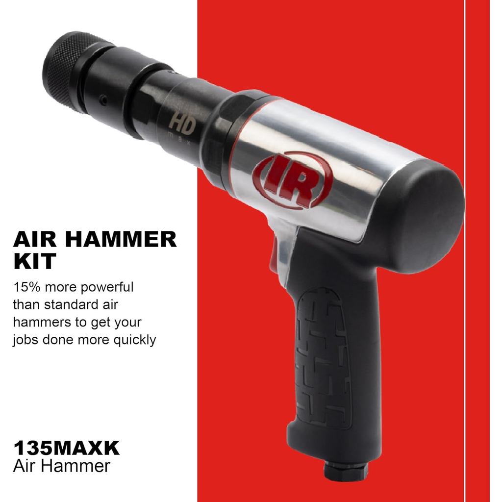 Ingersoll Rand 135MAXK ชุดสิ่วค้อนลมแบบเปลี่ยนเร็ว 5 ชิ้น, 2,600 BPM, 3" จังหวะ, ก้านกลม
