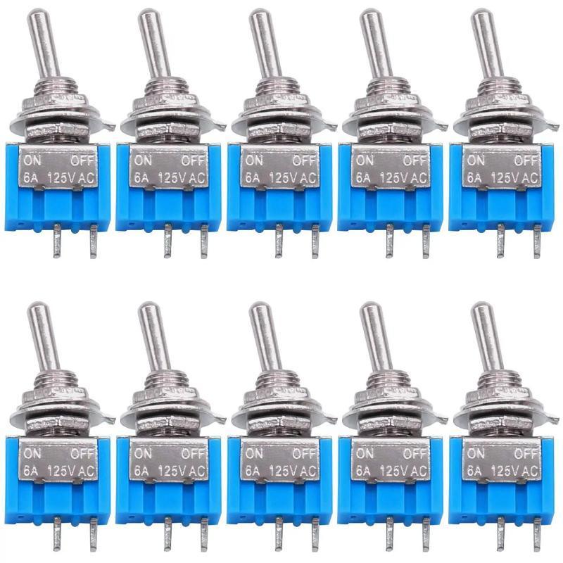 10pcs DPDT Mini Toggle Switch 2pin 2 ตําแหน่งเปิด/ปิด Miniature Toggle Switch 6A 125V Toggle Switch,