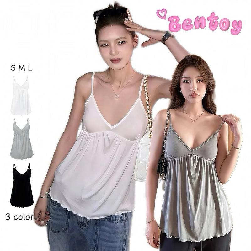 Bentoy พร้อมส่ง 1901 เสื้อสายเดี่ยวหน้าวีลึก ผ้านิ่มทิ้งตัวใส่สบายมาก 3สี3ไซส์ ชุดลำลอง