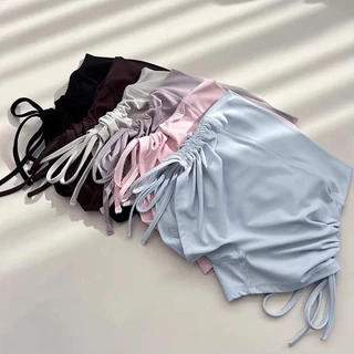 กางเกงยอก้าหญิงแบบเอวสูง มีสายคล้องเอว.Drawstring สำหรับโยคะและวิ่ง