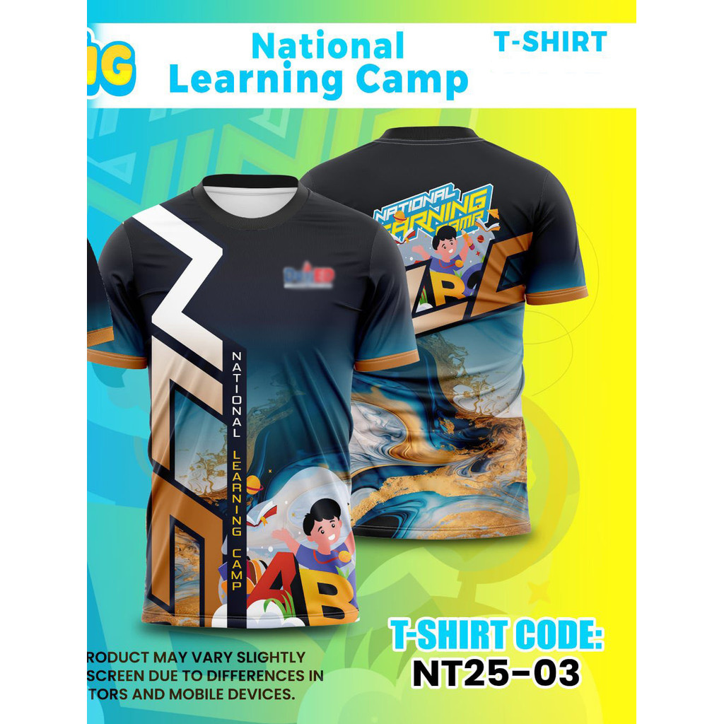 เสื้อยืดธีม NATIONAL LEARNING CAMP แบบ Full Sublimation แขนสั้น สำหรับผู้ชายและผู้หญิง