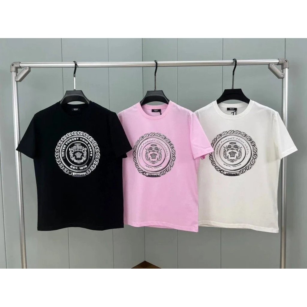 พัดลมแขนสั้น Medusa แขนสั้น Medusa t เสื้อคอกลม Versace แขนสั้นฤดูร้อน versace Versace แขนสั้น Medus