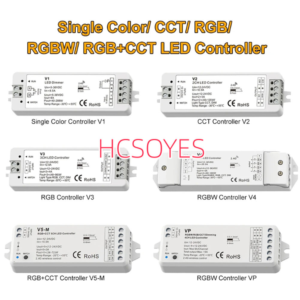 V1 V2 สีเดียว CCT LED Dimmer V3 VP V5-M RGBW RGB + CCT RGB Controller 12V CV RF 2.4G สําหรับ 1/2/3/4