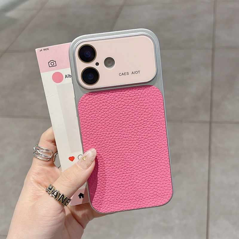 เปลือก บางเฉียบสีคู่หน้าต่างขนาดใหญ่หนังลิ้นจี่ลายสีชมพูเคสโทรศัพท์เหมาะสําหรับ ไอโฟน 11 12 13 14 15 16 17 มือโปร สูงสุด รวมทุกอย่างพร้อมฟิล์มเลนส์ฝาครอบป้ ราคา ถูกที่สุด ดีลบีเคเค แกลเลอรีภาพที่ 3