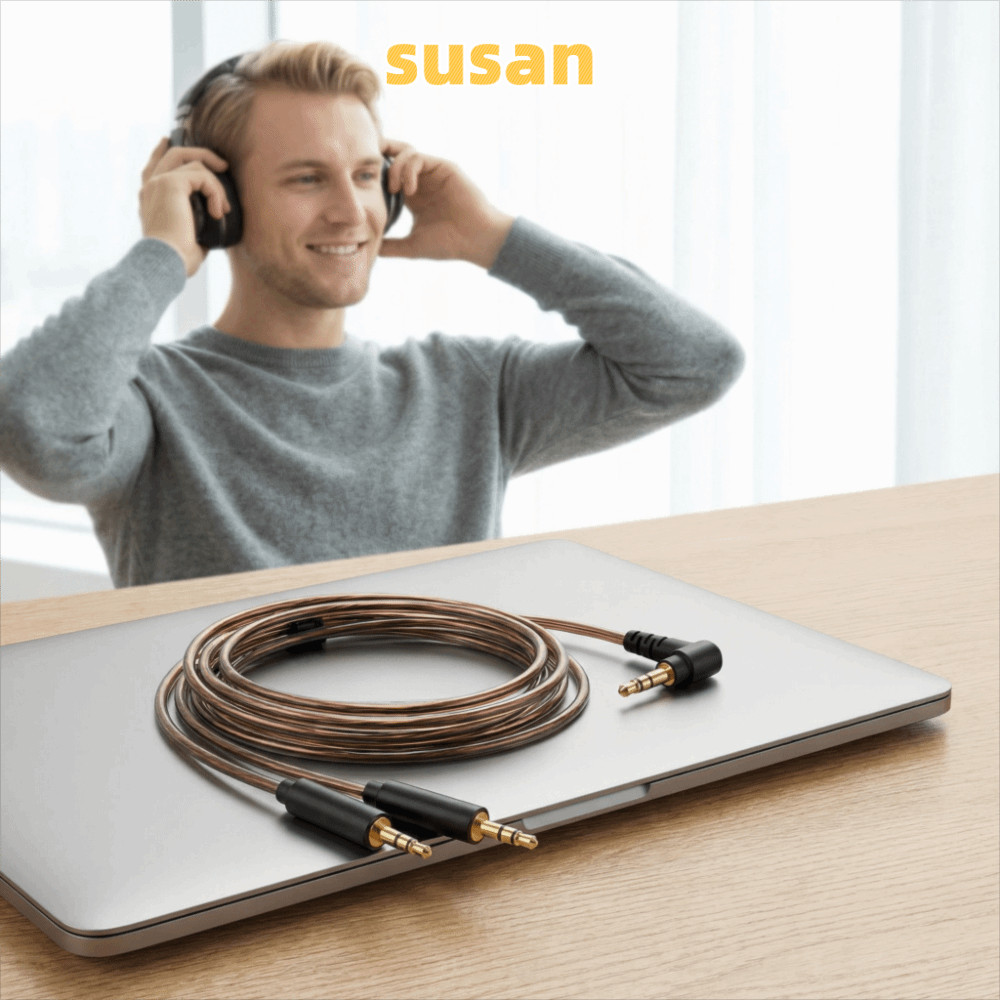 SUSAN สาย Aux, 120 ซม./47.2in 3.5 มม.สายหูฟัง,ยืดหยุ่น Plug and Play อัพเกรดสายสัญญาณเสียงสําหรับ Hi
