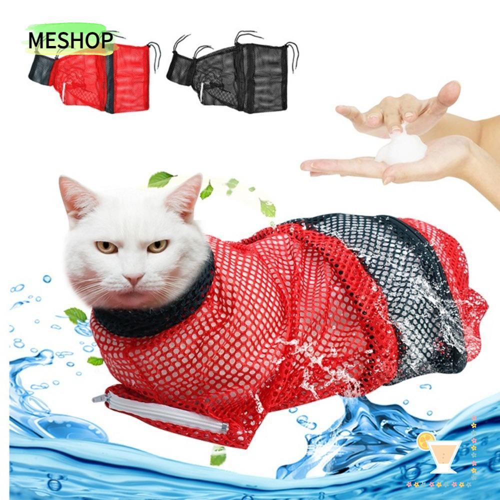 MESHOPTH กระเป๋าอาบน้ําแมว, ตาข่ายระบายอากาศปรับ Cat Grooming Restraint Bag, Restraint Bag Anti Esca