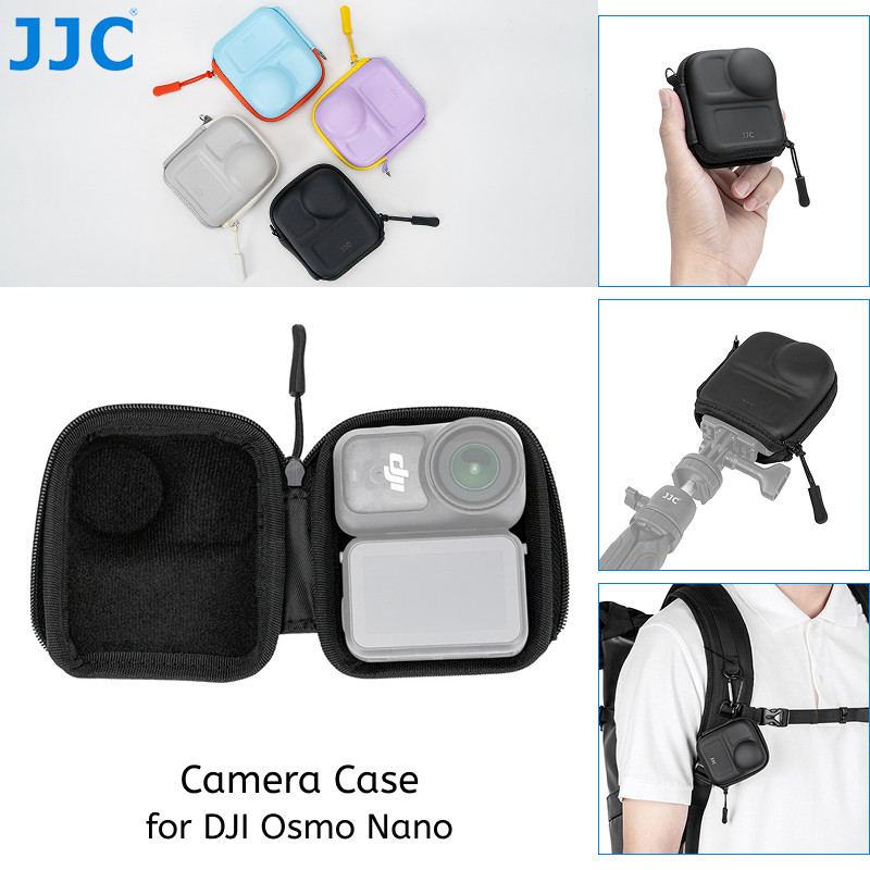 JJC HSCC-DJNO กระเป๋ากล้องสําหรับ DJI Osmo Nano กล้อง, EVA Hard Shell กล้องแบบพกพาขนาดกะทัดรัดป้องกันกรณีกันกระแทกกันฝุ่นด้านล่างเปิด & Carabiner