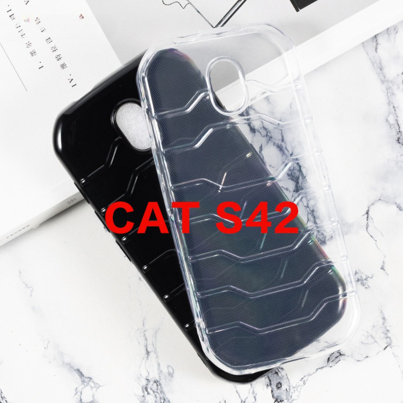 สําหรับ CAT S42 Soft TPU เคสโทรศัพท์สําหรับแมว S42 H Plus S42H + สีดําโปร่งใสกันกระแทกป้องกันปกหลัง