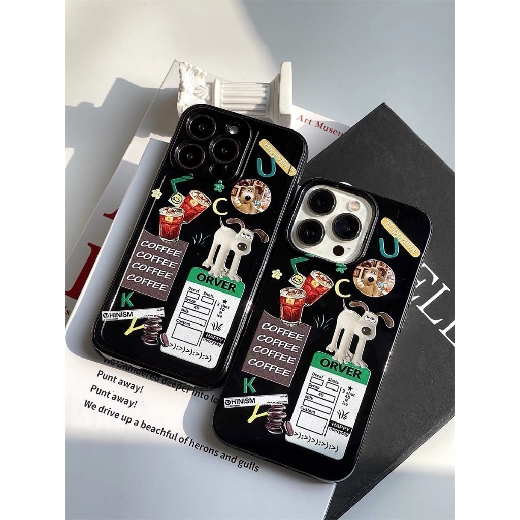 ของมาใหม่ เคสสำหรับไอโฟน13 ลูกสุนัข กาแฟ แฟขั่น เคสวาวเยลลี่ For iPhone17 16 15 14 11 12 13Pro MAX X