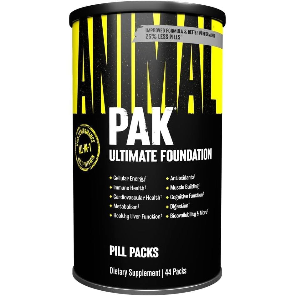 Animal Pak - วิตามินครบเซ็ตสำหรับทุกวัน สังกะสี, วิตามิน C, B, D, กรดอะмиโน และเสริมสร้างระบบภูมิคุ้